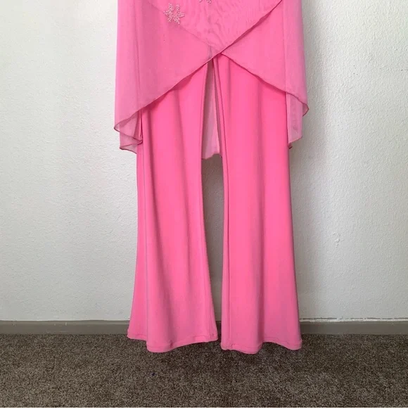 Y2K 2000s Jumpsuit Candy Pink Beaded Layered One Piece Vintage Dead stock ABBA - Picture 4 of 6